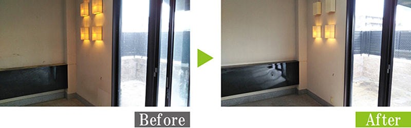 カビ・ヤニ汚れの塗り壁を環境対応型特殊洗浄G-Eco工法で施工