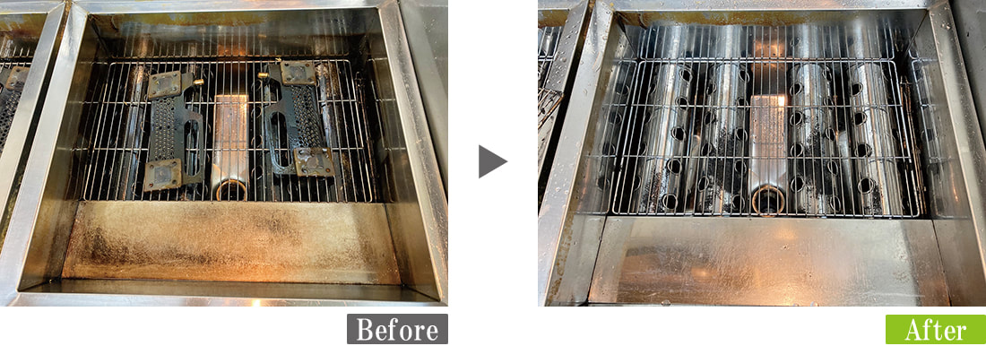 フライヤー　油汚れ　G-Eco工法施工