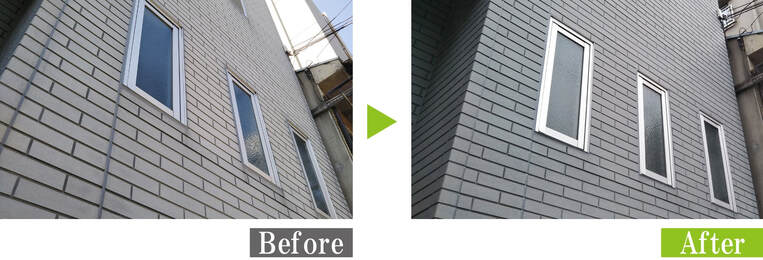 環境対応型特殊洗浄G-Eco工法でビルのサイディング外壁を施工