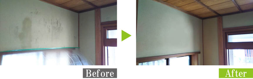 カビが発生した聚楽壁を安心安全な環境対応型特殊洗浄G-Eco工法で施工