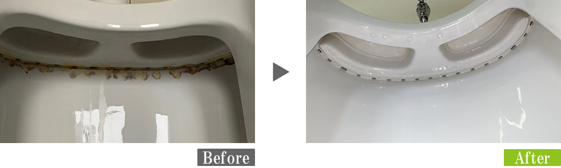 トイレ便器・床　尿石黄ばみ汚れ　G-Eco工法施工