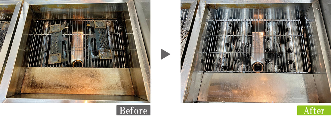 フライヤー　油汚れ　G-Eco工法施工