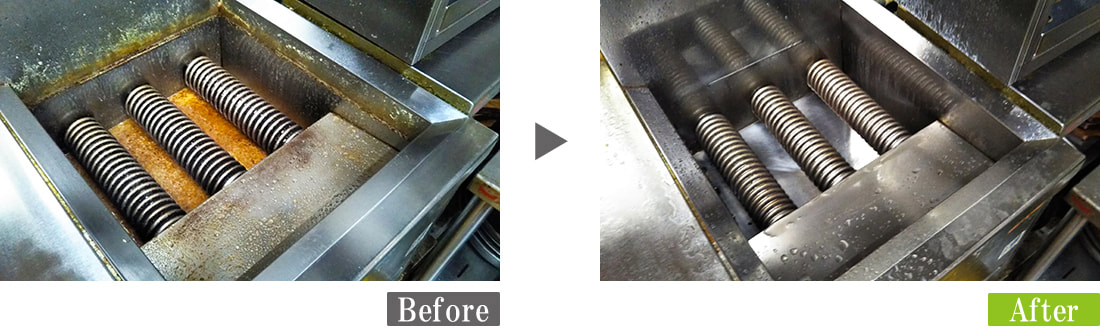 フライヤー　油汚れ　G-Eco工法施工